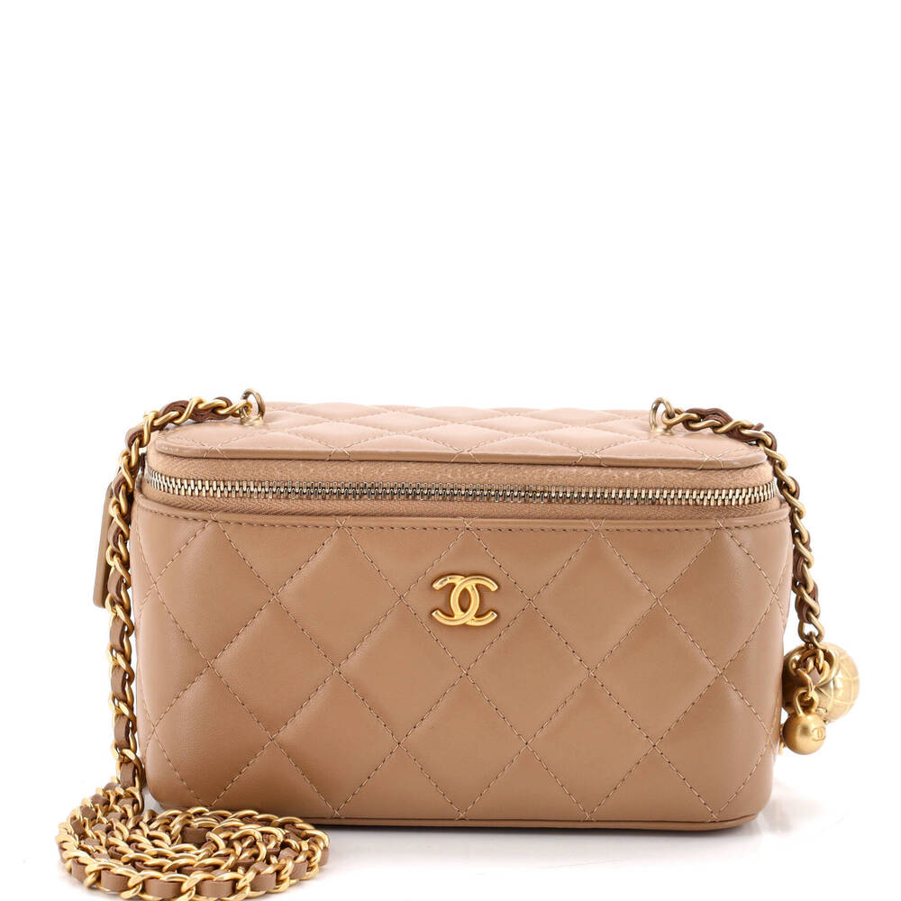 Chanel Small Pearl Crush Vanity Case with Chain Quilted Lambskin